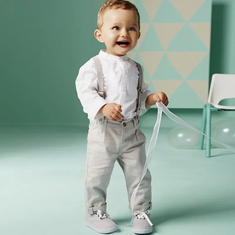 

Autumn Set Long Sleeve Tops + Long Suspender Trousers 5 Sizes Kids Boy Clothes New