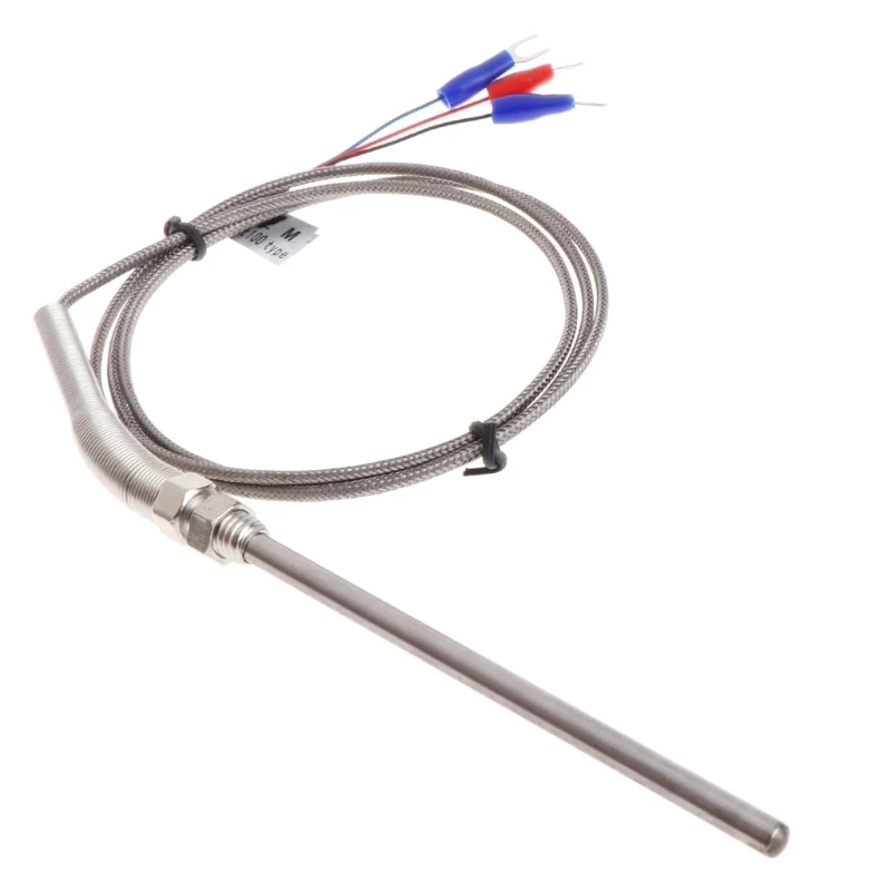 

1M Stainless Steel Probe Tube M8 PT100 Temperature Sensor Thermocouple with 3 Cable Wire for Temperature Controller