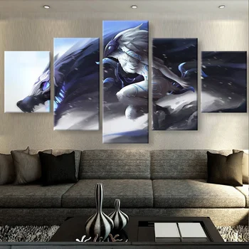 

5 Piece HD Printed League of Legends Kindred Game Painting for Home Decor