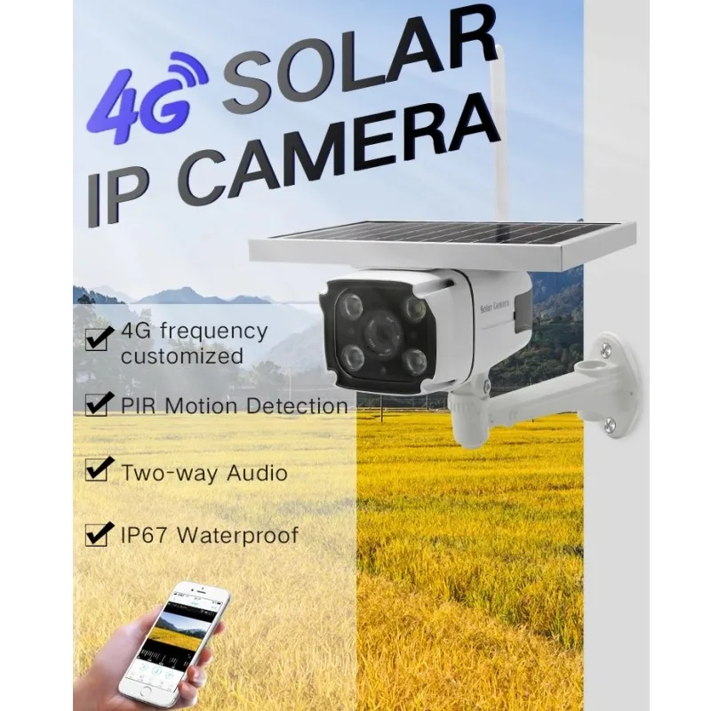 DHL Free Wireless GSM 4G SIM Card Solar Powered IP Camera Built-in battery HD 1080P Waterproof Outdoor Security CCTV Camera YN88
