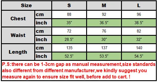 zombie size chart
