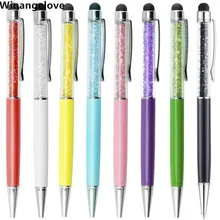 Winangelove 500 шт./лот 2 в 1 Красочный Кристалл Stylus стилус кристалл алмаза Стилус для Iphone для Samsung