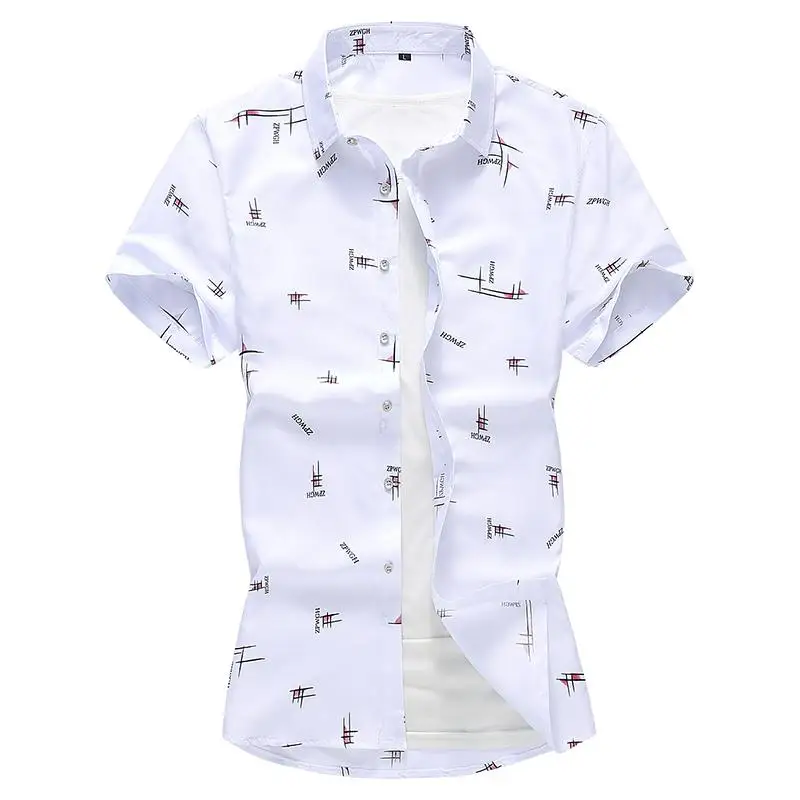 

Blouse Mens Dress Shirts Short Sleeve Summer Floral Hawaiian Shirt Mens Clothing Loose New Camisa masculina Plus size 6XL 7XL