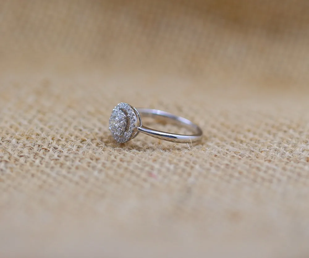 LASAMERO 0. 12CT FG/SI круглое кольцо с натуральным бриллиантом для женщин, 18 k, белое золото, сертифицированное обручальное кольцо