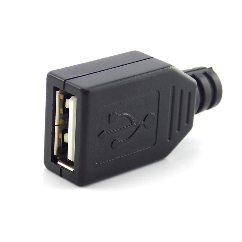 3 в 1 Тип A гнездо USB 2 0 разъем 4 контактный с черным пластиковым покрытием припоя DIY