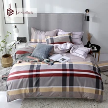 Liv-Esthete Modern Grid Show Bedding Set Elegant Duvet Cover Flat Sheet For Adult Single Double Queen King Bed Linen Bed Set allover grid print sheet set
