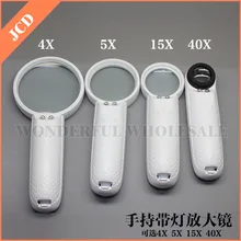 15X 5X 4X 40X LED Light Handheld Magnifier Reading Map Newspaper Magnifying Glass Jewelry Loupe