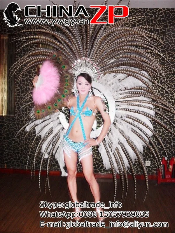 100pcs 35-40inch Long Lady amherst tail pheasant feather AAAquality for Samba Showgirl Carnival Costume