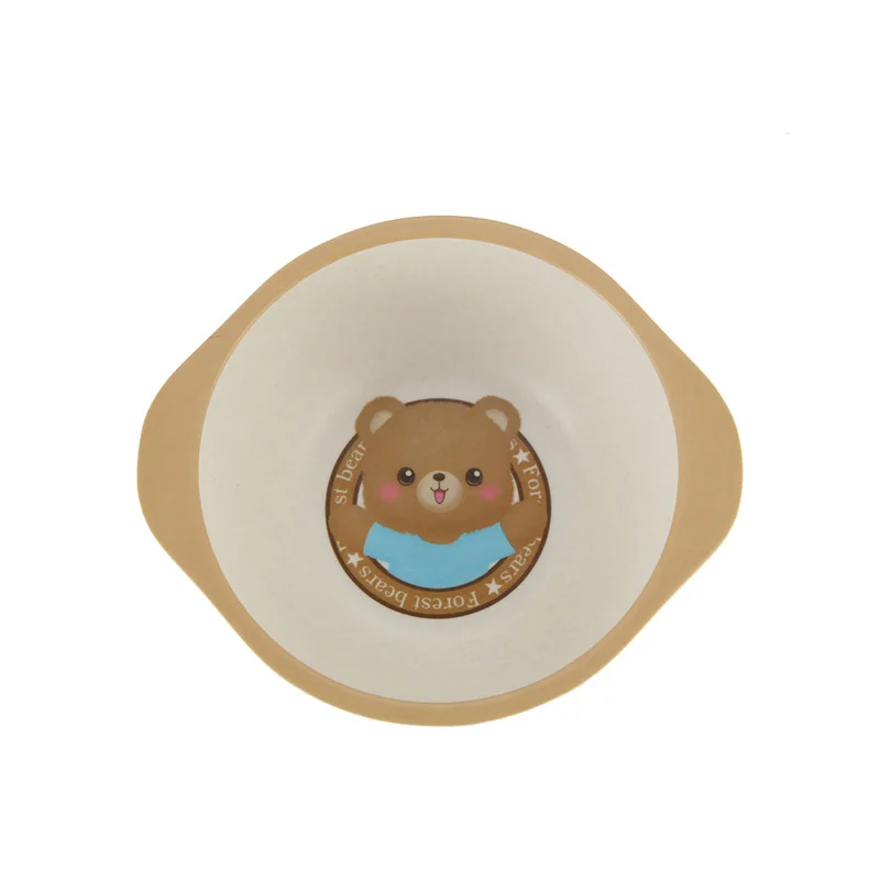 Бамбуковое волокно детская посуда детская тарелка для обучения мультфильм анти-обжигающая детская бинауральная чаша - Цвет: Bear