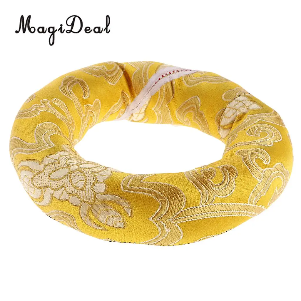 Random 1 Piece Round Silk Tibetan Singing Bowl Ring Cushion for Dharma -10cm
