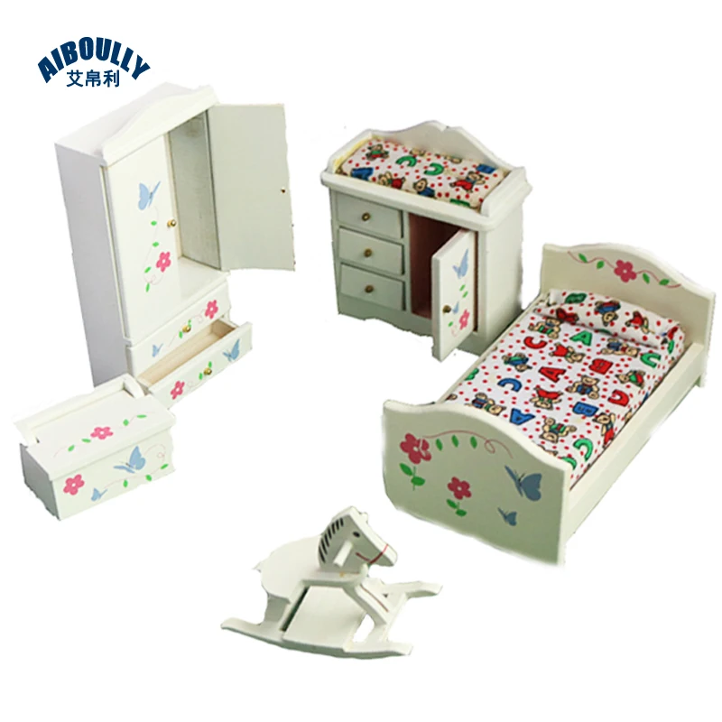 

Exquisite 1:12 children's bedroom miniature white furniture display doll house furniture accessories doll house use