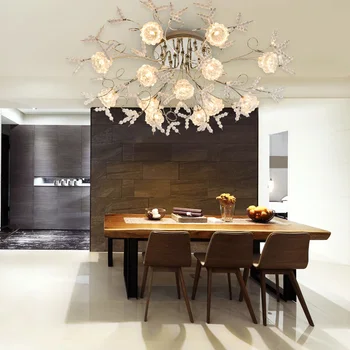 

Z Luxury Romantic Crystal Ceiling Lamp European LED Remote Control G4 Lighting Bedroom Restaurant Living Room Flower Chandelier