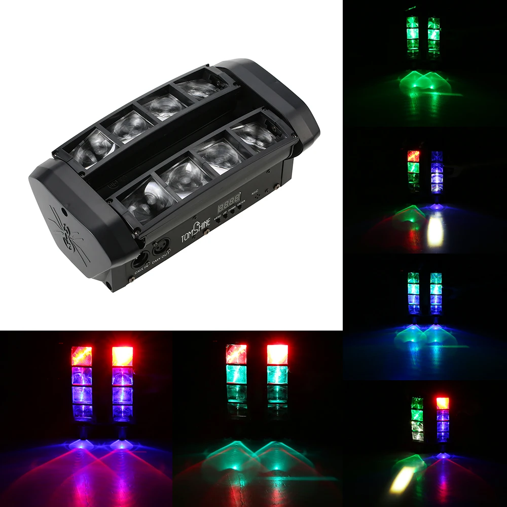 

Tomshine DMX512 30W Head Moving Rotatable RGBW LED Mini Spider Stage Beam Light DMX 11CH Channels for Bar Disco DJ Show Club
