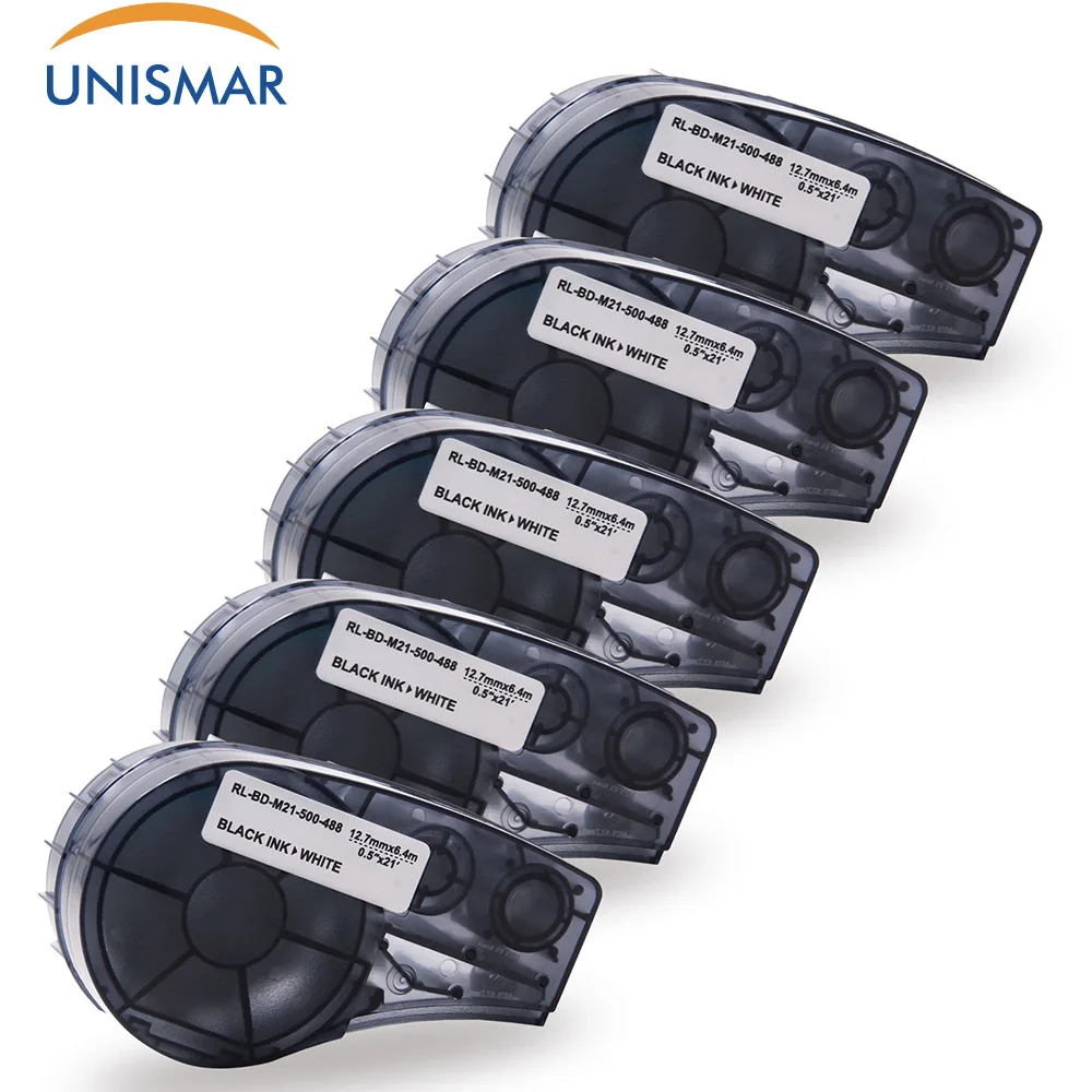 

5PCS Compatible for Brady M21-500-488 Label Tape 6.4m Length 12.7mm Width for Brady BMP21-PLUS BMP 21 Handhel Label Tag Printer