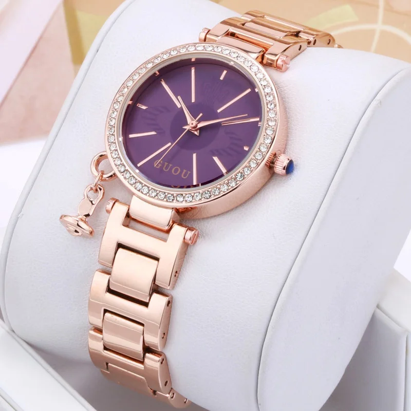 

Luxury Brand Simple Diamond Ladies Gold Band European luxury Rhinestone Quartz Wristwatches