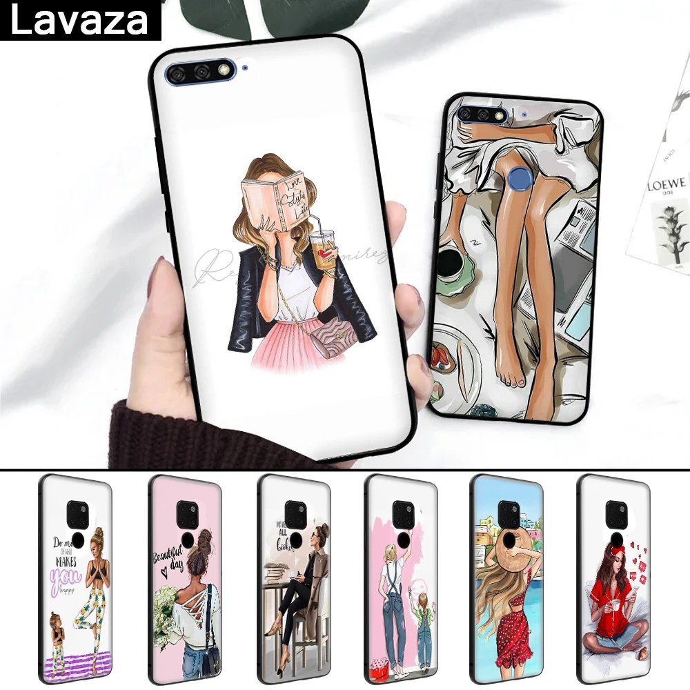 

Lavaza Vogue Black Hair Baby Mom Girl Silicone Case for Huawei Mate 10 Pro 20 Lite Nova 2i 3 3i Y6 Y5 Y9 2019 Y7 2017 Prime 2018