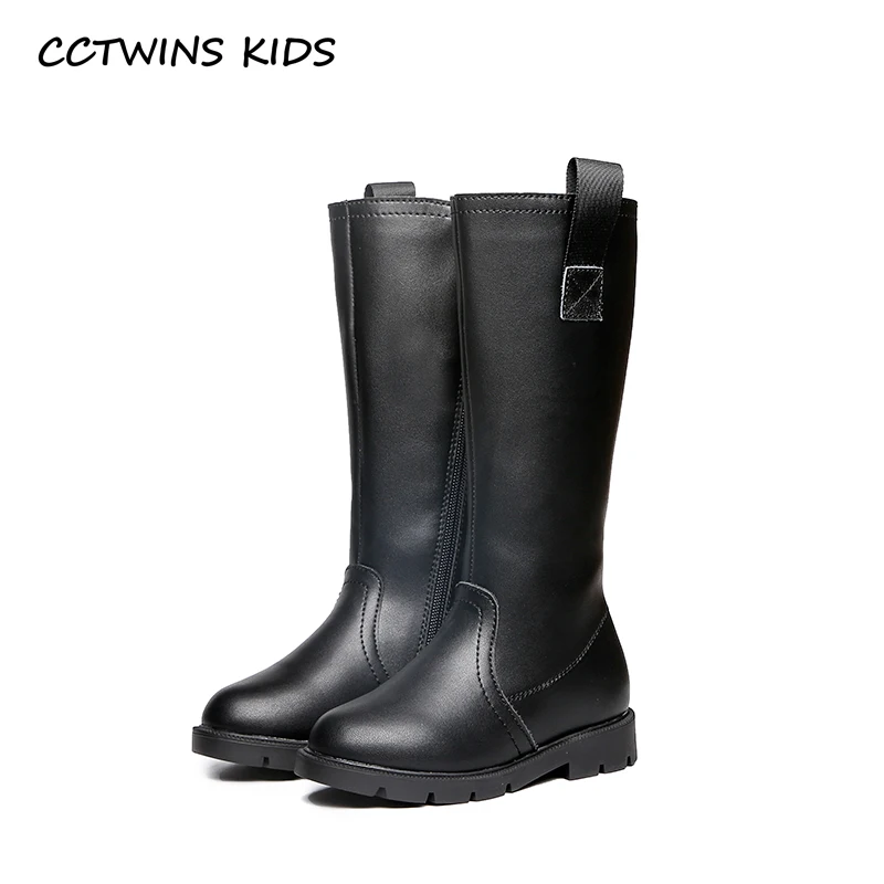 

CCTWINS KIDS 2018 Autumn Girl Pu Leather Black Shoe Children Fashion Knee High Boot Baby Brand Boot Toddler H004