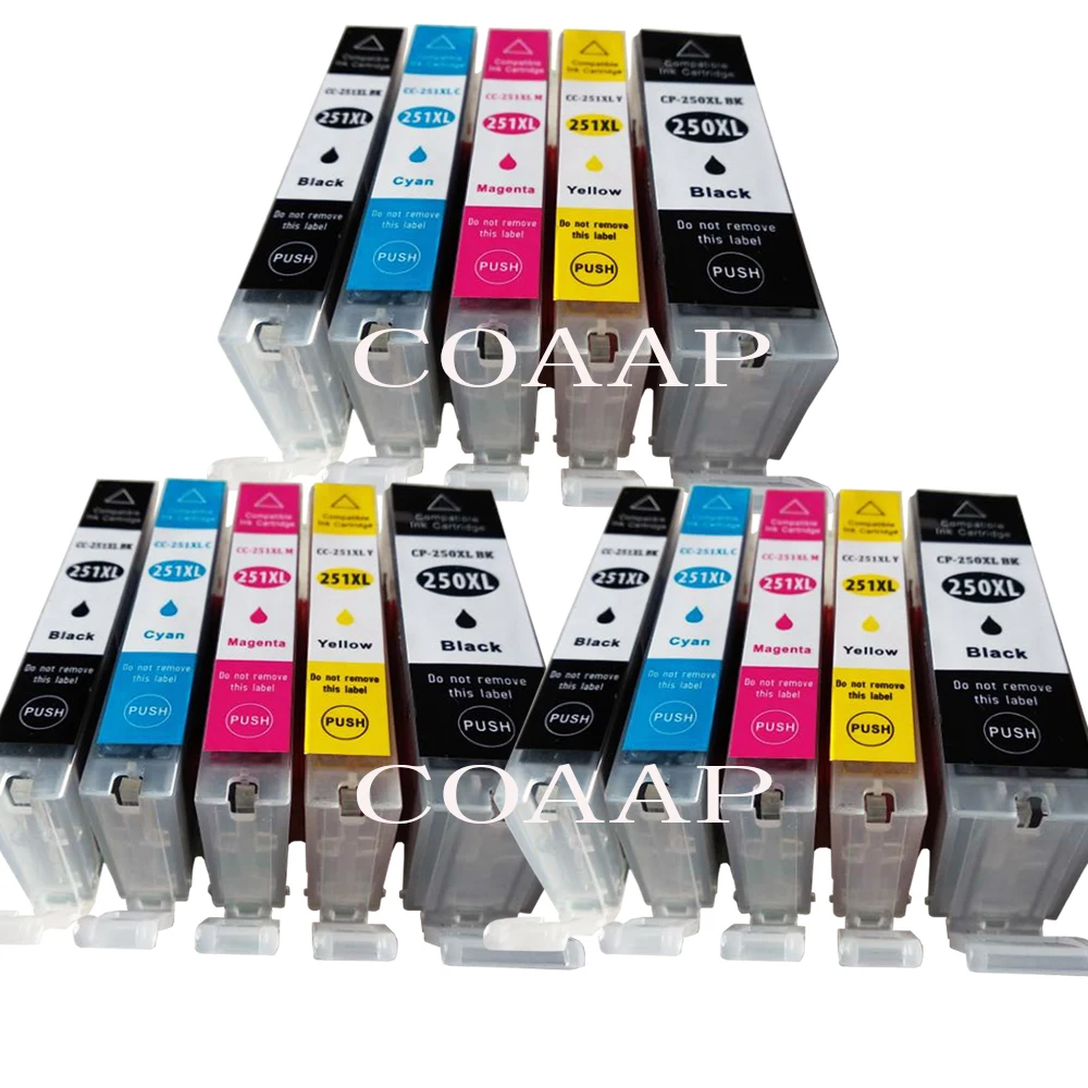 15 Pack Compatible ink Cartridge For CANON 250 251 PIXMA MG6320 MG7120 iP8720 MG7520 printer with Chip full pgi250 cli251 | Компьютеры и