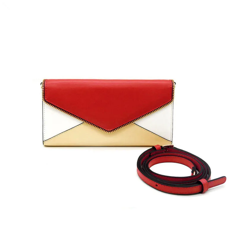 

Women Genuine Leather Bag Cowhide Wallet Card Money Holder Clutch Purse Long Patchwork Wallets There is a shoulder strap.