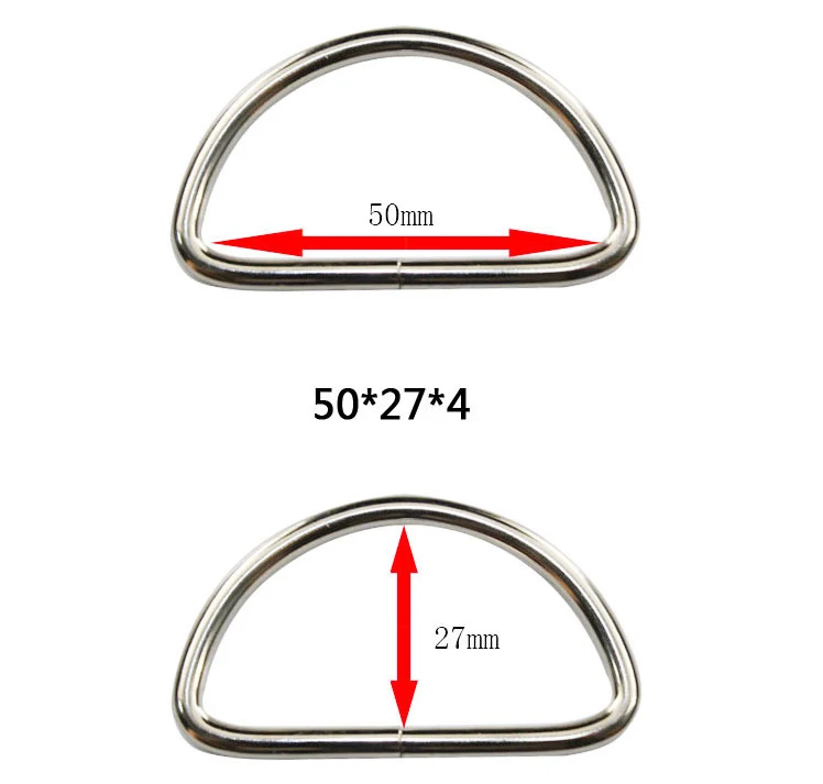 

10pcs 2"(50mm) Non Welded Dee Rings Nickel Plated D-Ring Webbing (Thickness 4mm)