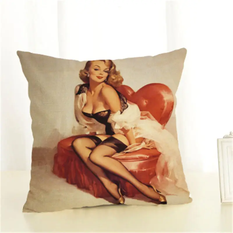 Hot Zara*women Printed Sexy Woman Cushion Cover 45x45cm Beauty Girls Portrait Throw Pillow Covers Bedroom Painting Pillowcases