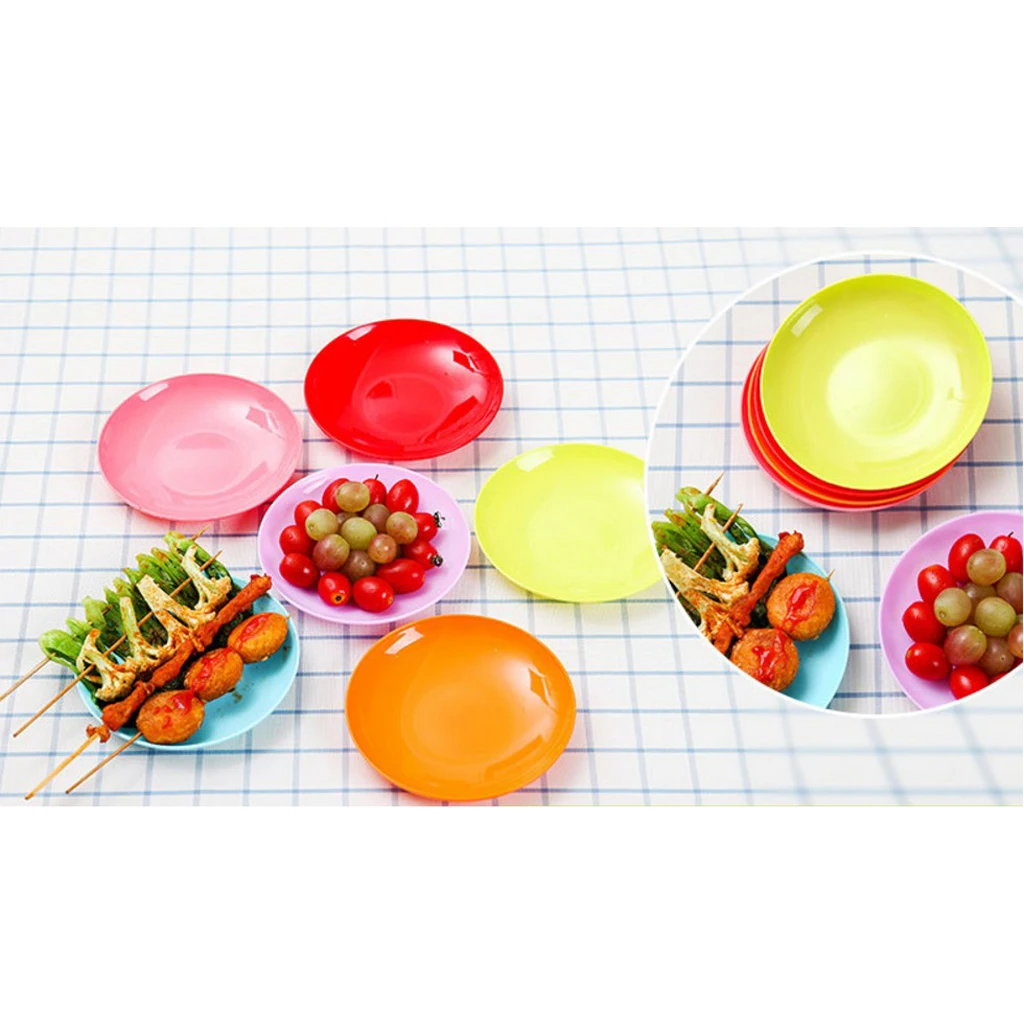 6Pcs Outdoor Camping Cooking Picnic Dishes Round Portable Stackable Plates 6.5inch for Travel Camping Picnic BBQ Fishing