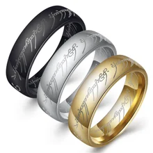 Estilo de moda diseño único 316L Acero inoxidable señor del anillo Hobbit Lverd hombres mujeres Unisex anillo USA tamaño estándar