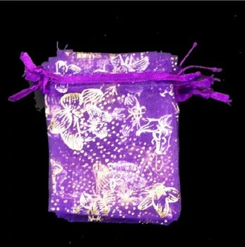 

100pcs Nice butterfly Organza Pouch Wedding birthday party jewelry Gift Bag 7*9 cm purple