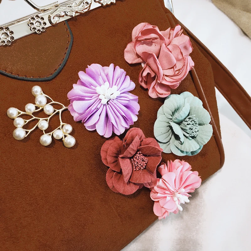 Three-dimensional Simulation Flowers Women Peacock Embroidery Messenger Bag Frame PU Leather Tote Handbag Purse Crossbody Bag (64)