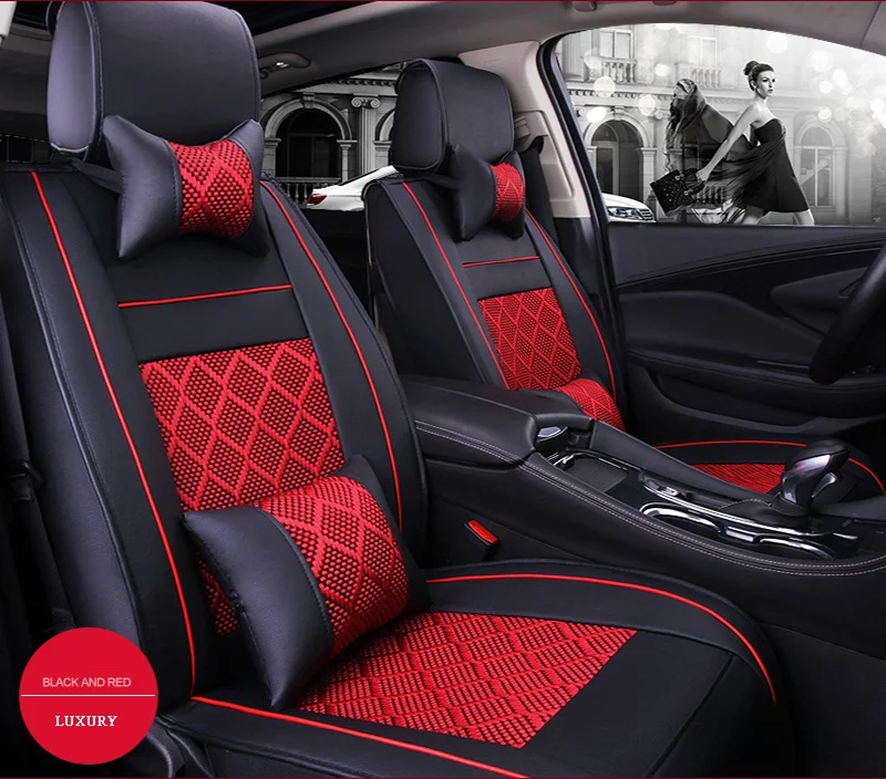 

Universal wearproof PU Leather + ice silk car seat covers front rear cushion for KIA Rio Cerato auto accessories car styling