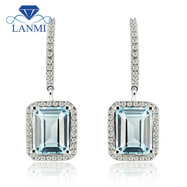 Aliexpress Lanmi Solid 14k White Gold Light Blue Topaz Lanmi Solid 14k White Gold Light Blue Topaz Diamond Wedding Earring For Women Anniversary Jewelry Gift