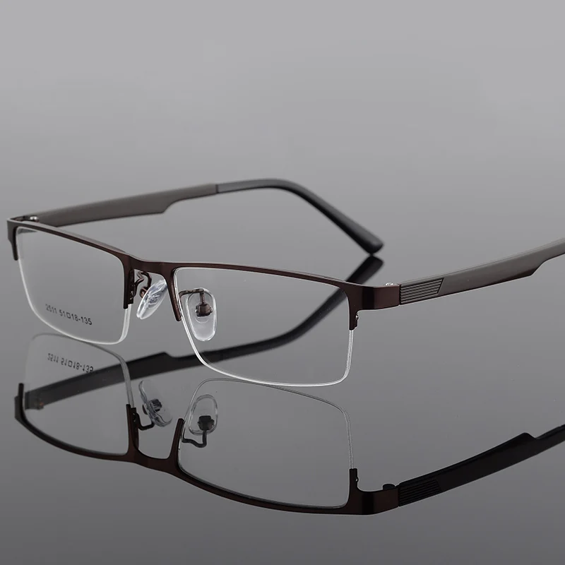 Титан сплав оптическая оправа для очков Для мужчин Сверхлегкий квадратных от близорукости, по рецепту очки мужской металлический половина оправы очки - Цвет оправы: Коричневый
