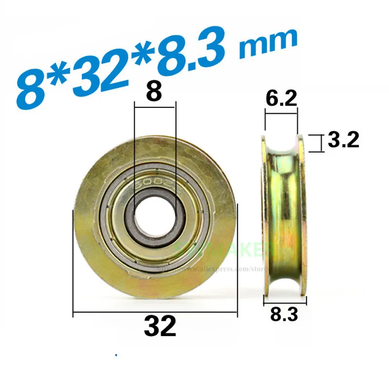 

8*32*8.3mm groove, metal rust proof, U type, over wire rope guide wheel suspension wheel, 608zz bearing pulley roller