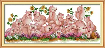 

New Free DIY Needlework Cross Stitching Song of pig DMC Counted Cross Stitch Kits for Embroidery Knitting Needles Crafts Hobby