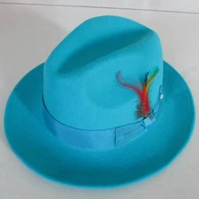 LIHUA брендовая фетровая шляпа для мужчин, шерстяная фетровая шляпа, устойчивая к пятнистости, Трилби, ручная работа, сшивание, бант, перо