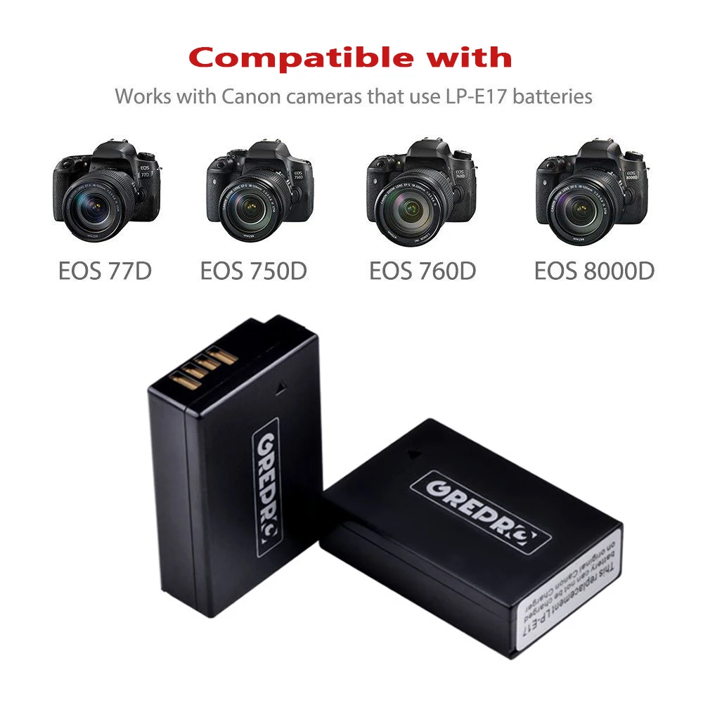2pcs 1300mAh LP-E17 Camera Battery LPE17 LP E17+LCD Dual Charger for Canon EOS M3 M5 M6 750D 760D T6i T6s 800D 8000D Kiss X8i