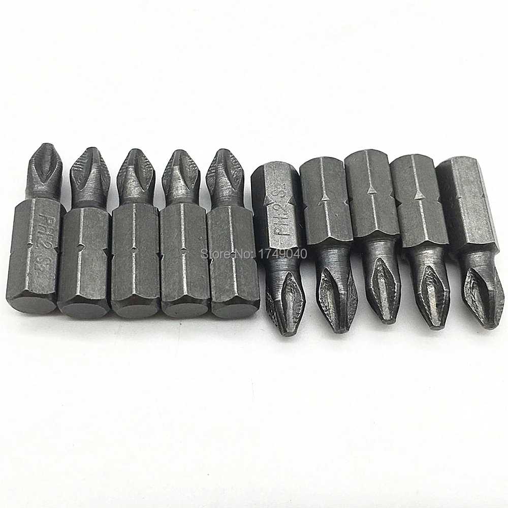 10pcs PH2 Phillips Screwdriver Bits 25mm Long Set 1/4"(6.35mm) hex
