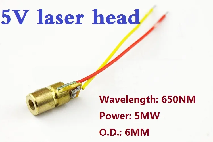 20PCS 5V 5mW Laser Head Copper Head 6MM Diameter Red Dot Laser Module For DIY