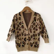 Розничная ; свитер для маленьких девочек; детский длинный кардиган с длинными рукавами и леопардовым принтом; свитер для девочек; sylvia 573296071124