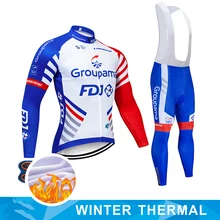 NEW FDJ Pro Winter Thermal Fleece sets Long Cycling Jersey 9D Gel PadMens MTB Ropa Ciclismo Bike Bicycling Maillot Clothes
