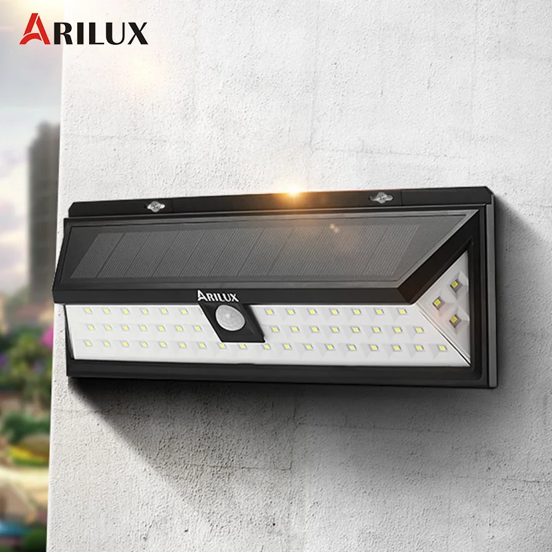ARILUX AL SL10 6W PIR Motion Sensor 54 LED Solar Light Solar Power Outdoor Garden Light