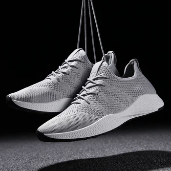 

2018 Breathable mesh lace up men's casual new EVA insole rubber sole male leisure footwear Trainers Flying Fabric Casual Shoes