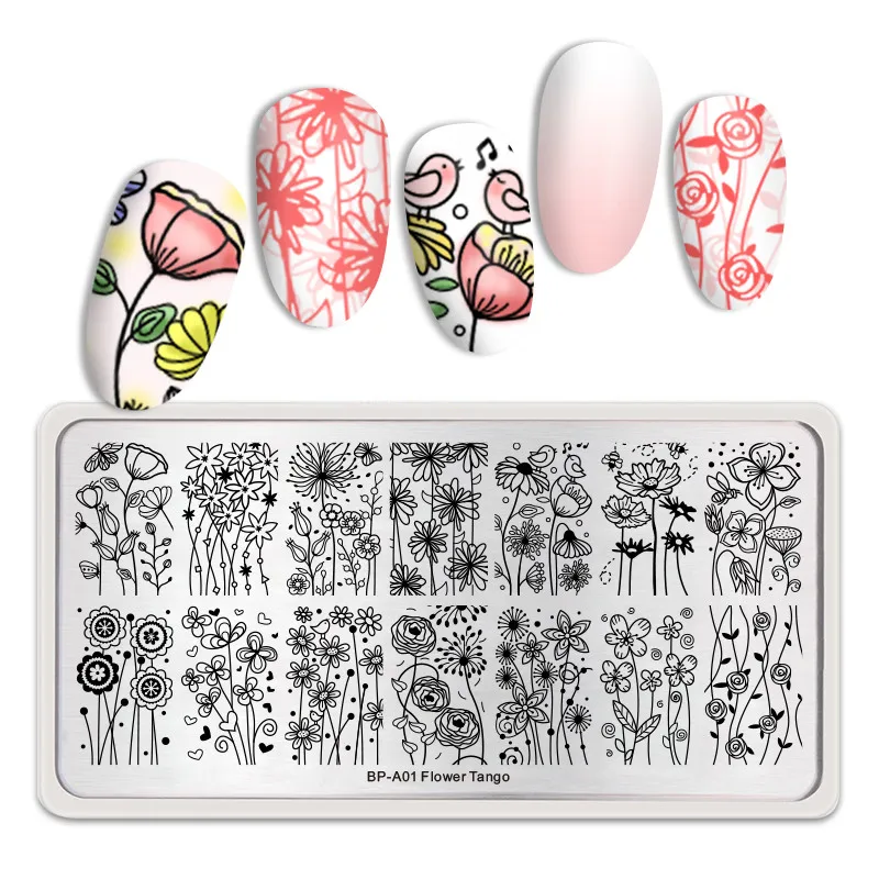 BORN PRETTY Rectangle Nail Stamping Plates Fashion Stainless Nail Art Image Nail Art Image DIY Plate Tools Fashion Power Theme - Цвет: BP-A01