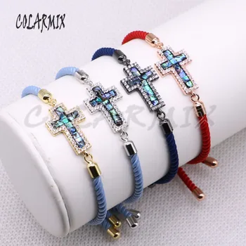 

5 piece rope bracelets abalone cross bracelets jewelry wholesale jewelry micro paved jewelry bracelets for women 4304