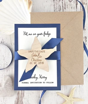 

personalize names date engraved Wooden Card save the date Wedding invitations Magnets,Starfish Save The Date Starfish Magnet