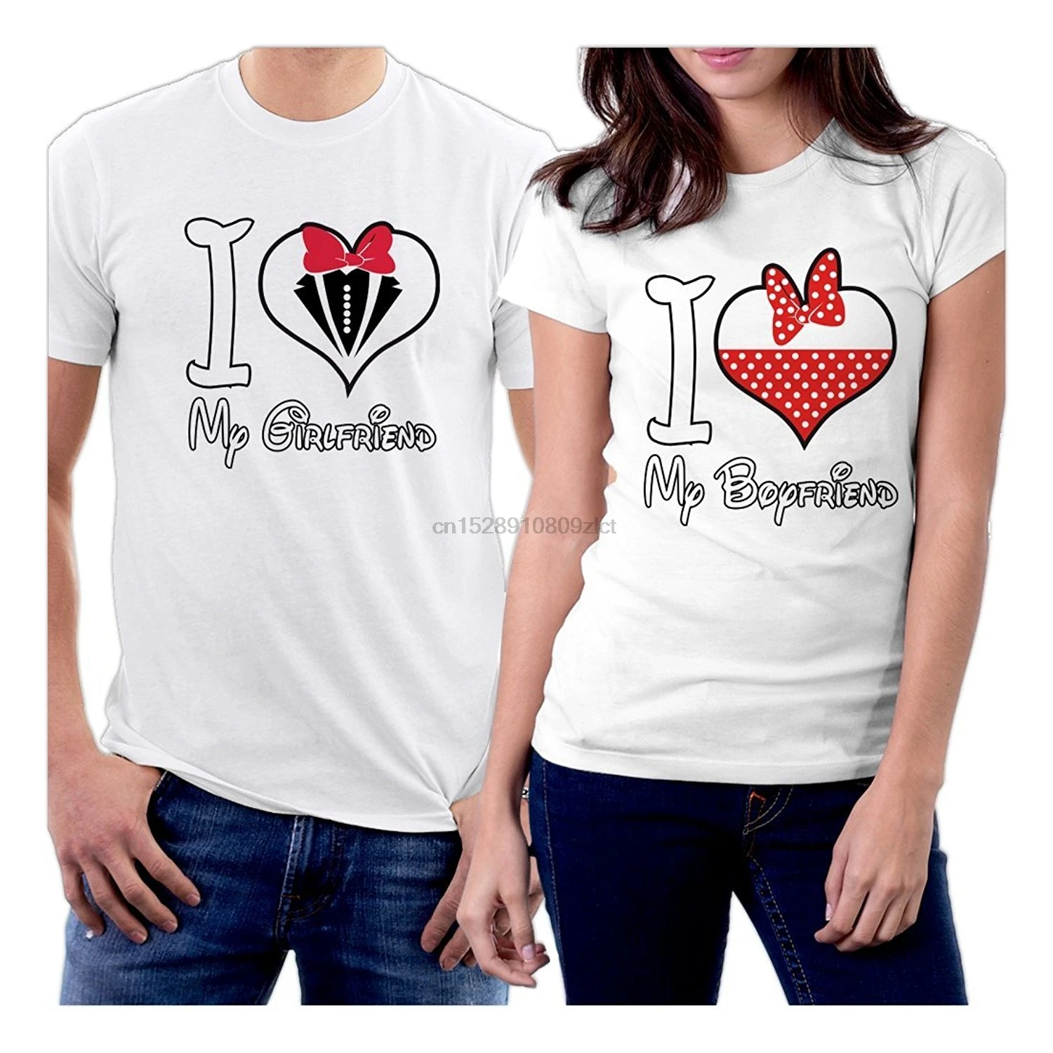 

Tshirt I Love My Girlfriend And Boyfriend Heart Couple T-shirts
