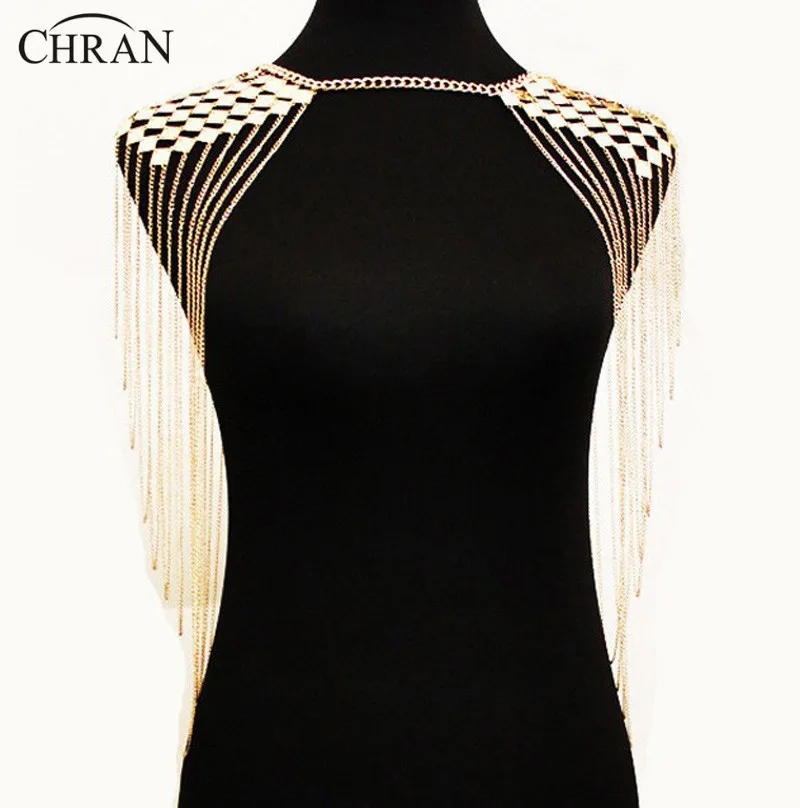 

Chran Harness Fashion Men Gentleman Adjustable Metal Body Chest Belt Silver Color Punk Fancy Body Jewelry Accessories