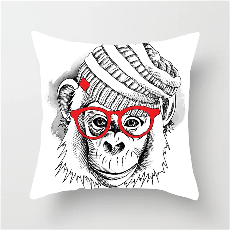 

Fuwatacchi Animal Pillow Case Funny Style Cat Monkey Poppy Cushion Cover Home Decorative Square Frog Pillows Cover for Sofa Car