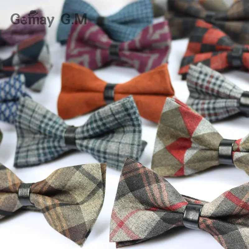 Хлопок и шерсть Bowties для Мужская мода Галстуки Регулируемая Для мужчин S Лук Галстуки классический предварительно связали галстук-бабочка тонкий Gravatas