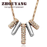 ZHOUYANG Top Quality ZYN078 String of Happiness Rose Gold Color Pendant Necklace Jewelry Austrian Crystal Wholesale